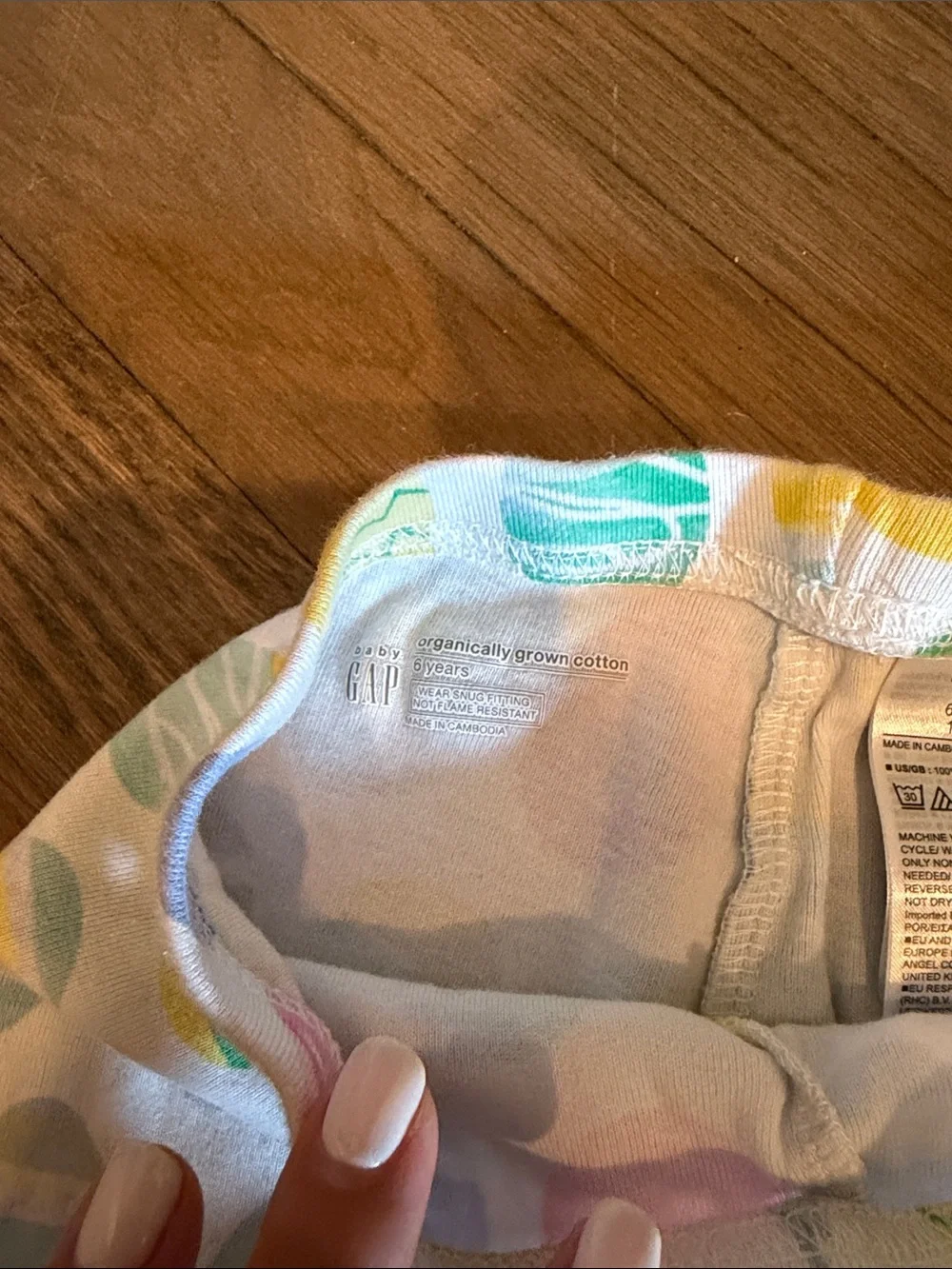 GAP White Short Sleeve Pajama Set with Pastel Egg Print